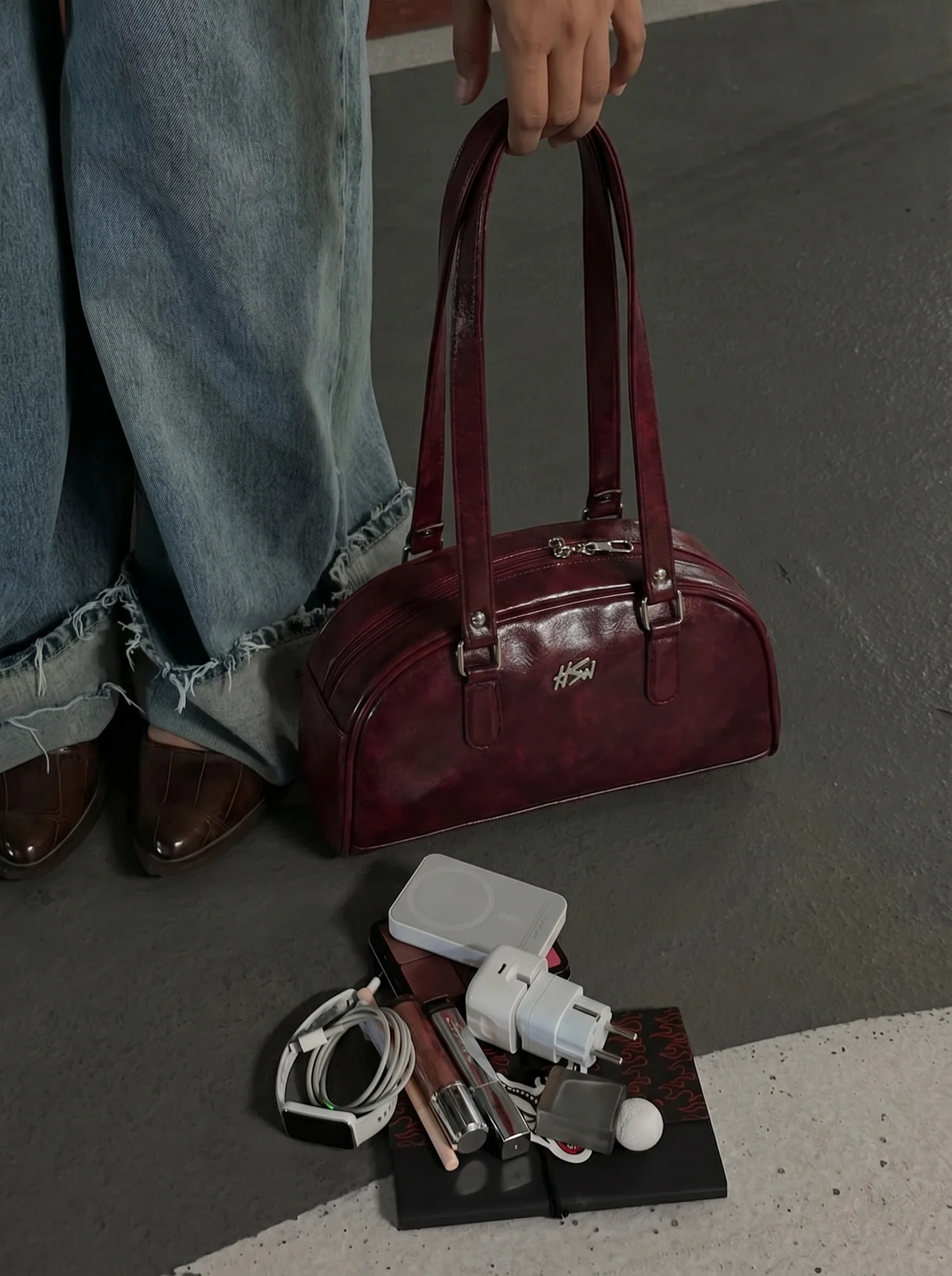 BOWLER BAG BURGUNDY - Image 3